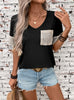 Black and White Contrast Sequins Short Sleeve T-shirt