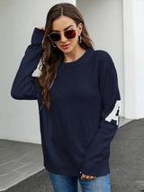 Letter Jacquard Casual Loose Pullover Sweater