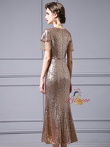 Sequins Cap Sleeve Beading Mother Of The Bride Dress