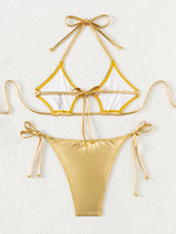 Sexy Halter Gold Two Piece Bikini
