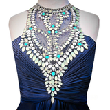 Navy Blue Chiffon Short Homecoming Dress
