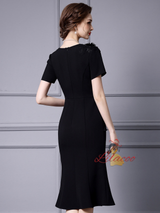 Black Mermaid Appliques Mother Of The Bride Dress
