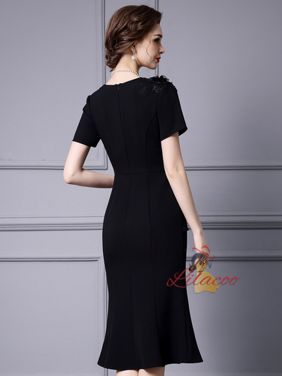 Black Mermaid Appliques Mother Of The Bride Dress
