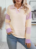 Striped Loose Long Sleeve POLO Neck Sweater