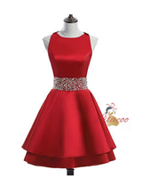 Royal Blue Satin Backless Beading Homecoming Dress