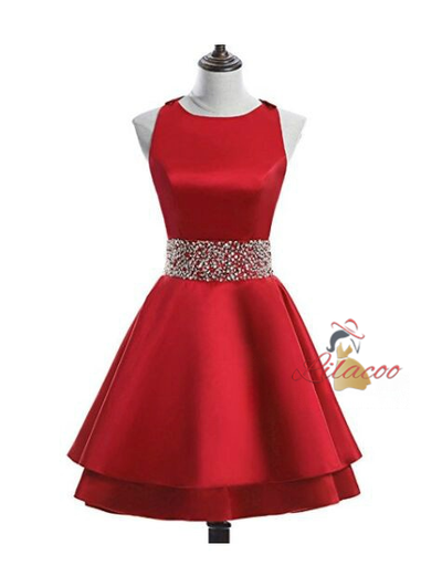 Royal Blue Satin Backless Beading Homecoming Dress
