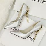Metal Hollow Suede Stiletto Heels Shoes
