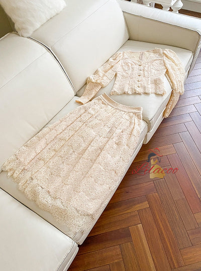 Lace Long Sleeve V-neck Prom Dress