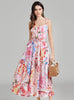 Holiday Pink Printed Seaside Suspender Flower Dress