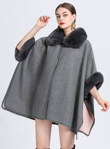 Wool Collar Shawl Cloak Knitted Woolen Coat