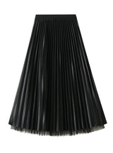 Mesh Beaded Bow Pleated Skirt