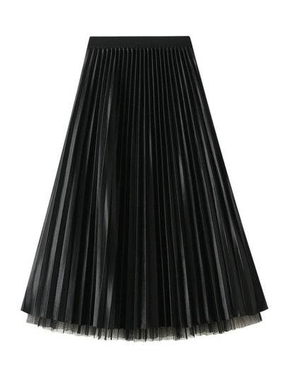 Mesh Beaded Bow Pleated Skirt