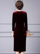 Burgundy Velvet Mother Of The Bride Dress