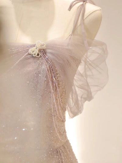 Pink Sequins Straps Beading Prom Dress