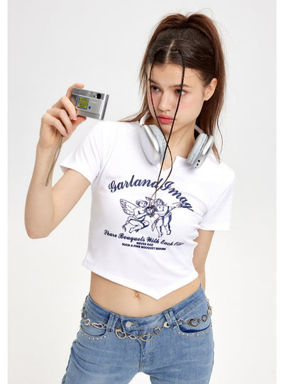 Short-sleeved Blouse Irregular Slim T-shirt