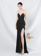 Mermaid Strapless Pleats Split Prom Dress