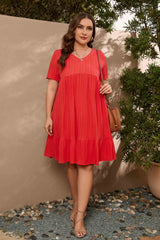 Loose Short Sleeve High Waist Plus Size Dress