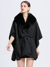 Wool Knitted Lace-up Cardigan Shawl Cloak