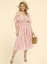 Colored Suspender Waist Loose Dress