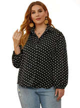 Large Size Loose Lantern Sleeve Polka Dot Shirt
