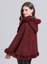 Wool Hooded Knitted Cardigan Shawl