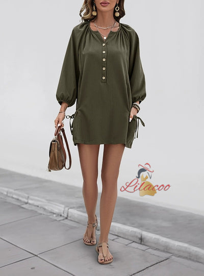 Casual Loose Elastic Pocket Dress