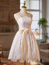 White Lace Straps Wedding Dress