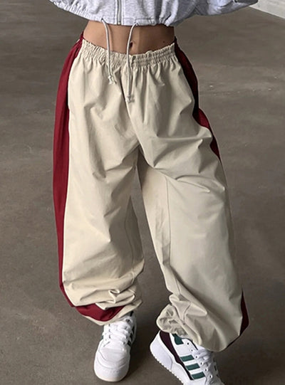 Contrasting Elastic Waist Slacks Pant