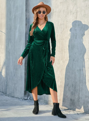 Fall/winter Split Velvet Long Dress