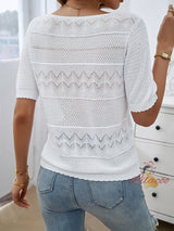 Round Neck Hollow Short Sleeve Sweater
