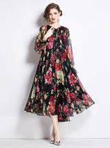 Chiffon Printed Long Sleeve Dress