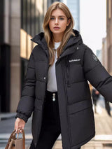 Spliced Thick Hooded Cotton-padded Jacket Coat