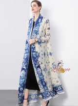 Women Loose Large Size Print Long Coat
