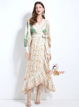 Palace Style Printed Ruffled Dress