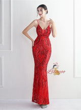 Sexy Spaghetti Straps Sequins Prom Dress