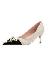 Thin High Heel Pointed Rivet Color Matching Shoes