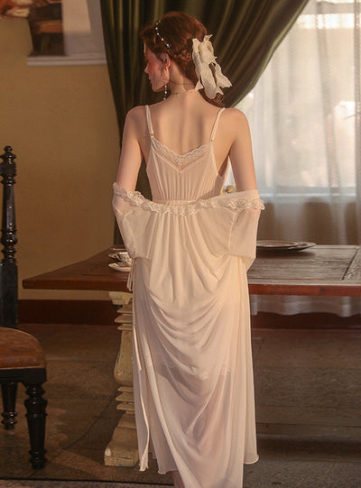 Sexy Lace Gauze Perspective Suspender Nightdress