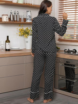 Women's Polka-dot Long-sleeved Pajamas Suit