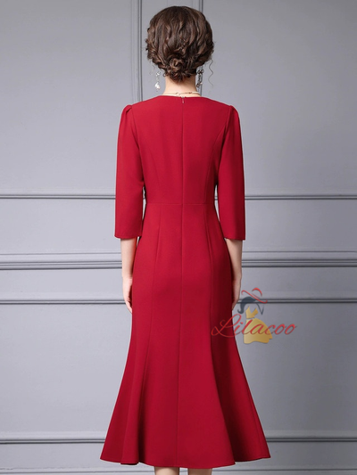 Red Short Sleeve Mother of the Bride Dress