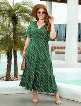 Large Size Polka Dot Leisure Holiday Dress