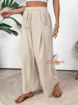 Casual Pocket Elastic Pants