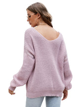 Long Sleeve Loose V-neck Pullover Sweater