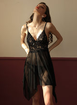 Sexy Mesh Perspective Lace Dress Pajamas
