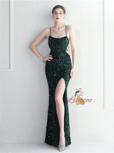 Mermaid Sequins Spaghetti Straps Prom Dress