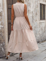 Solid Color V-neck Sleeveless Dress