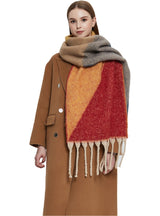 Thickened Coarse Tassel Jacquard Geometric Scarf