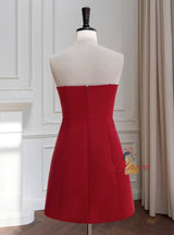 Red Strapless Short Prom Dress