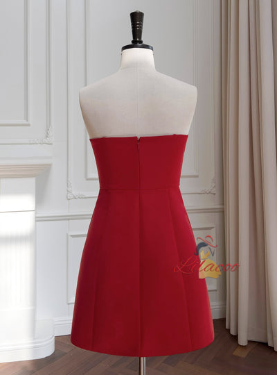 Red Strapless Short Prom Dress