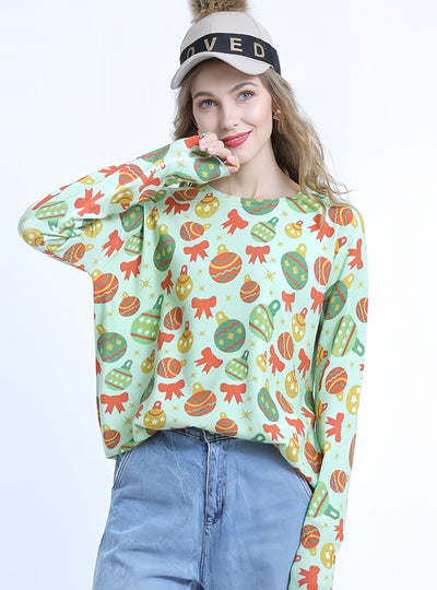 Christmas Round Neck Pullover Printed Sweater