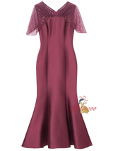 Champagne V-neck Sequins Mother Of The Bride Dress